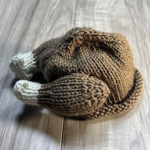 Homemade Knit Novelty Newborn Turkey Hat
